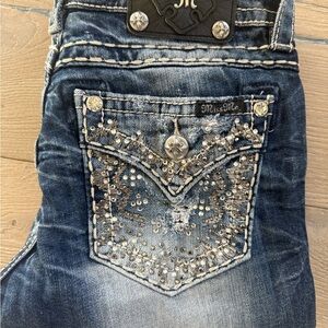 Miss Me Women's Blue Boot Cut Jeans with Silver Accents